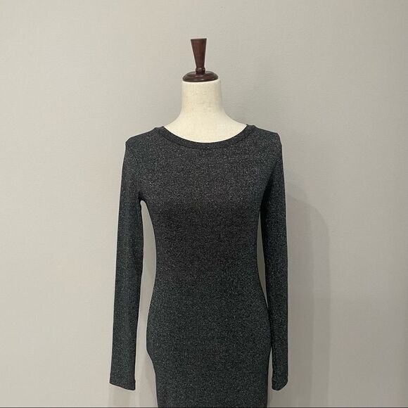 Zara Trafaluc Gray Casual Dress Long Sleeve Bodycon Scoop Neck Size Medium - Picture 5 of 8
